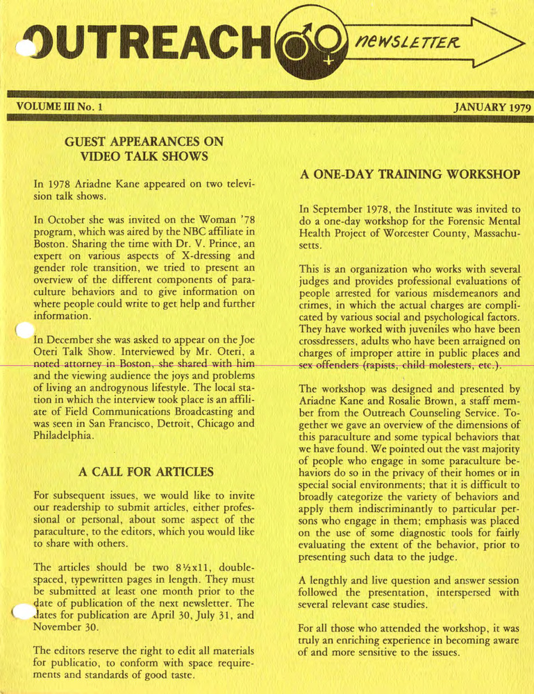 Download the full-sized PDF of Outreach Newsletter Vol 3 No 1 (1979)