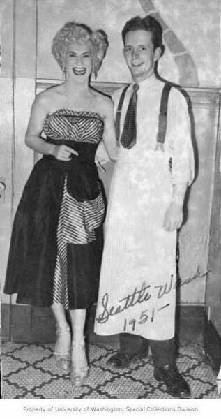 Download the full-sized image of Billy DeVoe with a bartender at the Garden of Allah